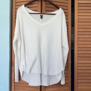 White Waffle Knit Long-sleeve